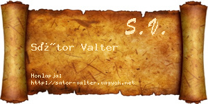 Sátor Valter névjegykártya